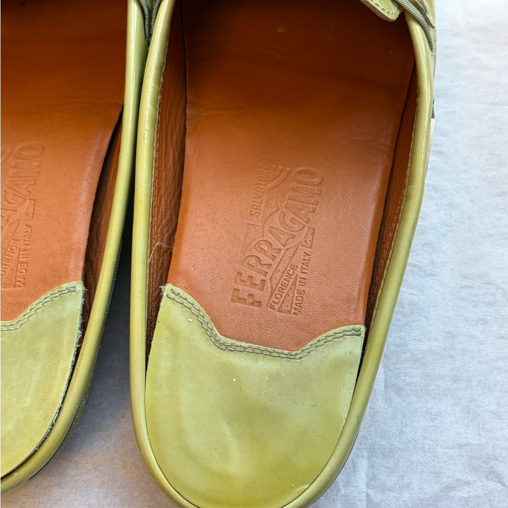 FERRAGAMO green loafer mules - Picture 2 of 6